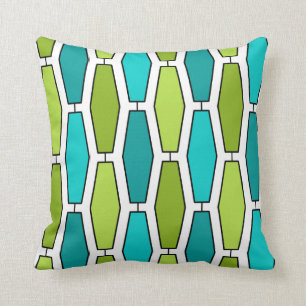Mod Elongated Hexagon, Teal and Green Cushion