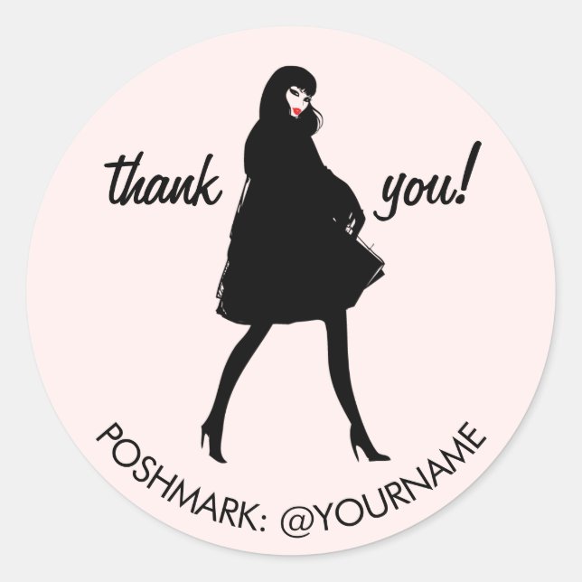 Mod Fashion Girl Boutique, Poshmark Seller Pink Classic Round Sticker (Front)