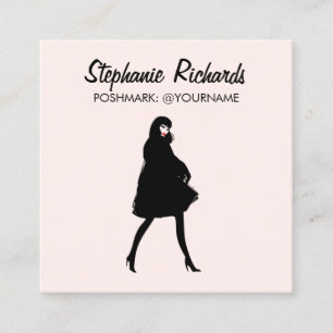 Mod Fashion Girl Boutique, Poshmark Seller Pink Square Business Card