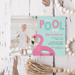 Mod Flamingo   Photo Birthday Party Invitation
