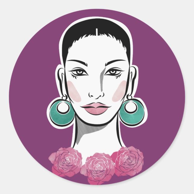 Mod Fleur 1960s Woman Classic Round Sticker (Front)