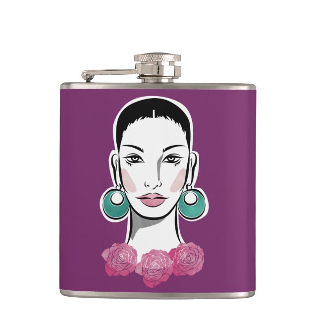 Mod Fleur 1960s Woman Hip Flask (Front)