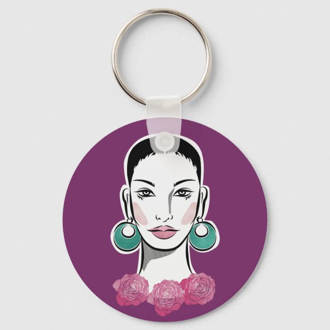 Mod Fleur 1960s Woman Key Ring (Front)