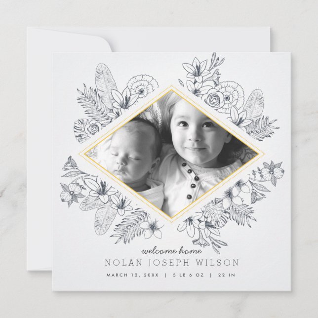 Mod Floral Birth Announcement (Front)