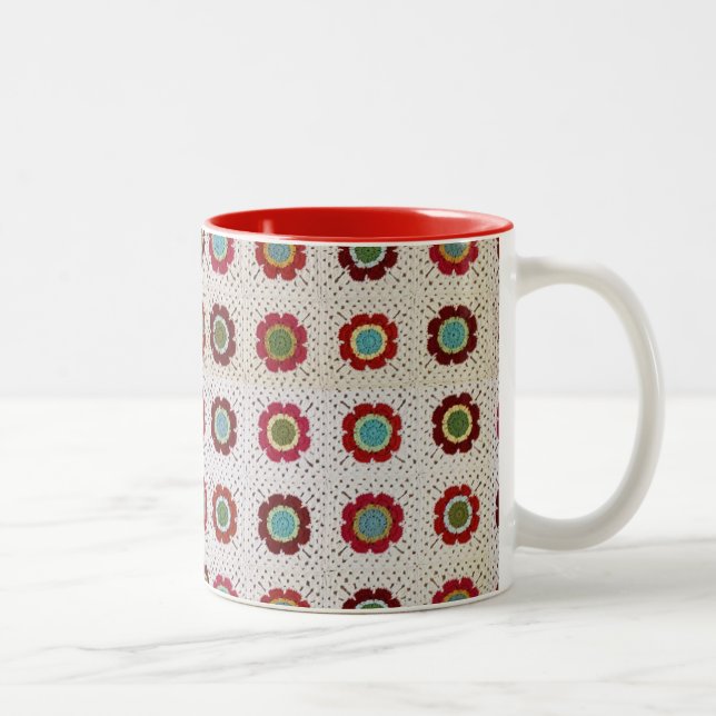 Mod Floral Blanket 11 oz Two-Tone Mug (Right)
