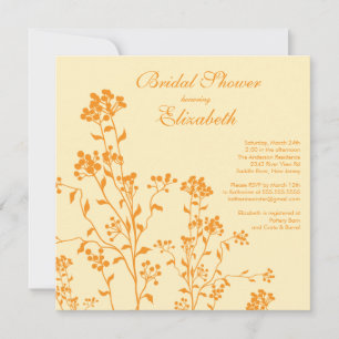 Mod Floral Bridal Shower Invitation Orange Cream