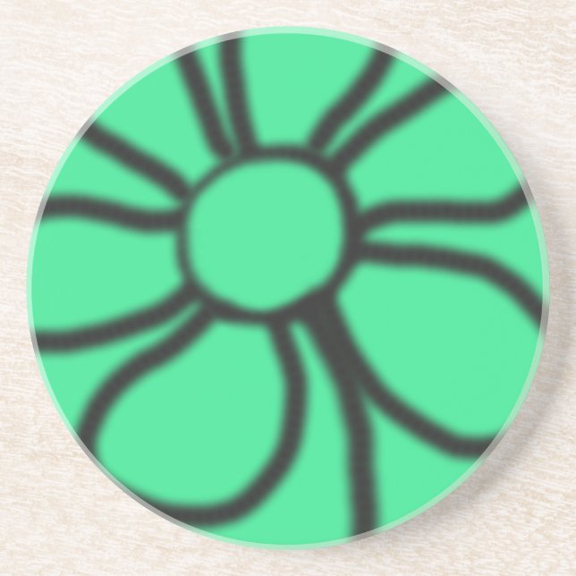Mod Floral Coaster (Green) (Front)