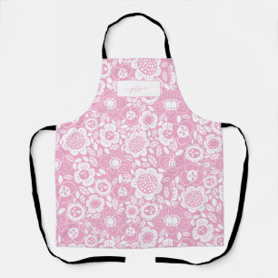 Mod Floral Patter with Script Name Apron