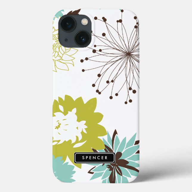 Mod Floral Pattern Personalised iPad Mini Case (Back)
