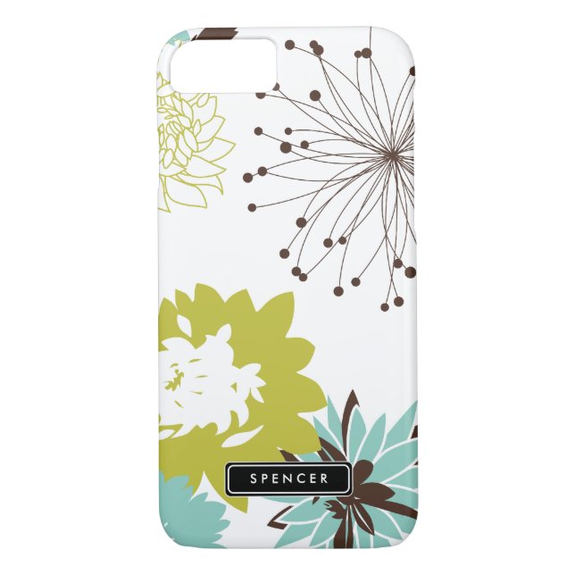 Mod Floral Pattern Personalised iPhone 7 Case (Back)