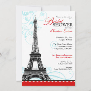 Mod Flourish Eiffel Tower Parisian Bridal Shower Invitation