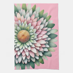 Mod Flower – Pink, Sage & Yellow Tea Towel