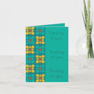 Mod Flower tile pattern Teal & Yellow, Everyday Card