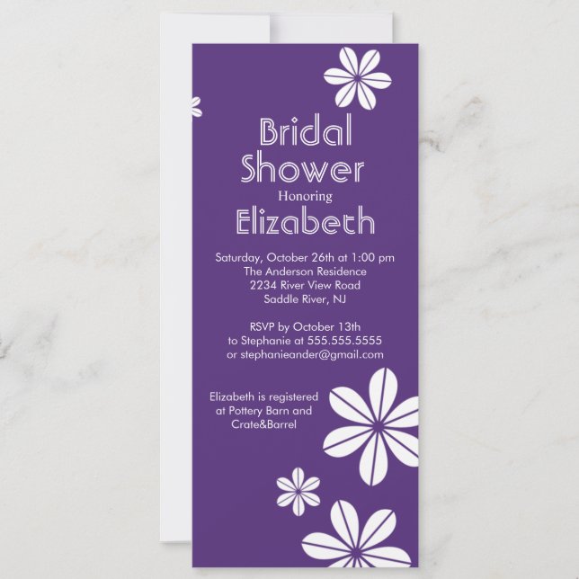 Mod Flowers Bridal Shower Invitation Purple (Front)