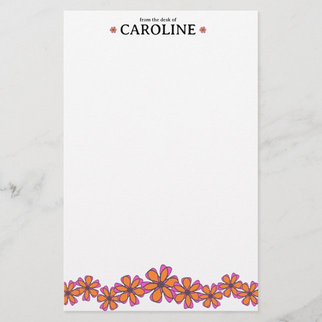 Mod Flowers Personal Stationery (Front)