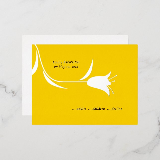MOD FOIL TULIP WEDDING RSVP CARD (Front/Back)