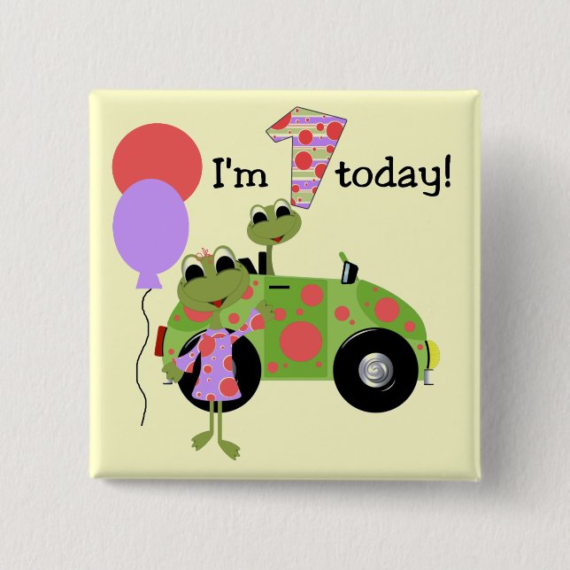 Mod Frogs 1st Birthday 15 Cm Square Badge (Front)