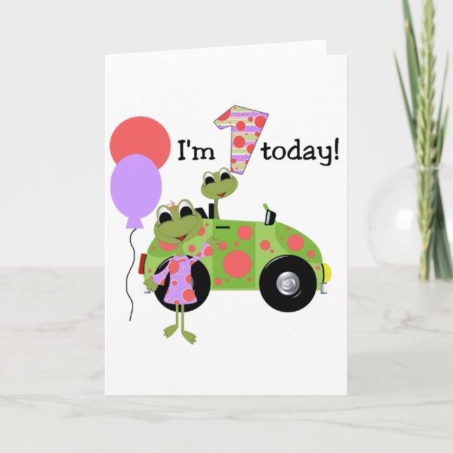 Mod Frogs 1st Birthday Card (Front)