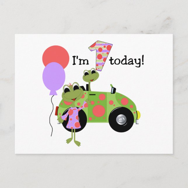 Mod Frogs 1st Birthday Postcard (Front)