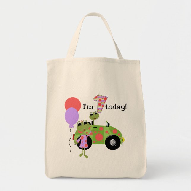 Mod Frogs 1st Birthday Tote Bag (Front)