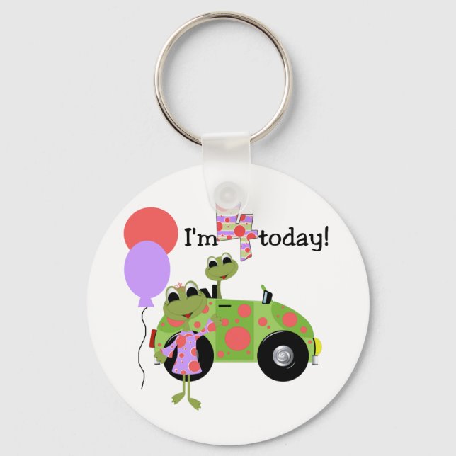 Mod Frogs 4th Birthday Tshirts and Gifts Key Ring (Front)