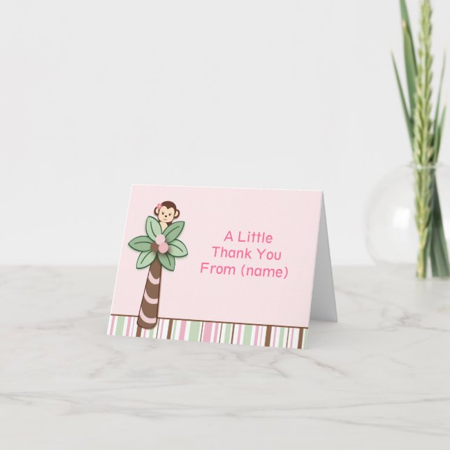 Mod Girl Monkey Thank You Note Cards (Front)