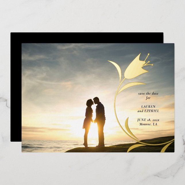 MOD GOLD TULIP WEDDING SAVE THE DATE (Front/Back)