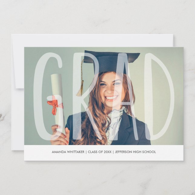 Mod Grad Letters Photo Graduation Announcement (Front)
