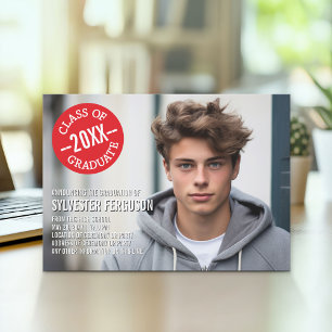 Mod Graduation Photo Announcement - Red Chevrons