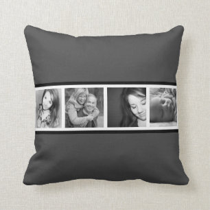 Mod Grayscale BW Instagram Photo Strip Cushion