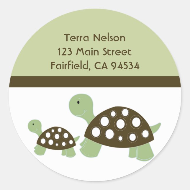 Mod Green Dot Turtles Address Label Sticker (Front)