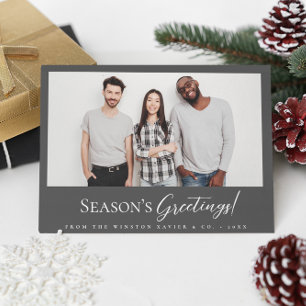 Mod Grey Business Christmas Team photo  Holiday Card