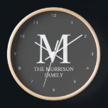 Mod Grey Personalised Family Monogram Clock<br><div class="desc">Elevate your home décor with this Mod Grey Personalised Family Monogram Clock. Featuring a sleek, modern design in a stylish grey colour, this clock is personalised with your family's monogram and name, making it a perfect statement piece for any room. The minimalist aesthetic blends seamlessly into any interior, while the...</div>