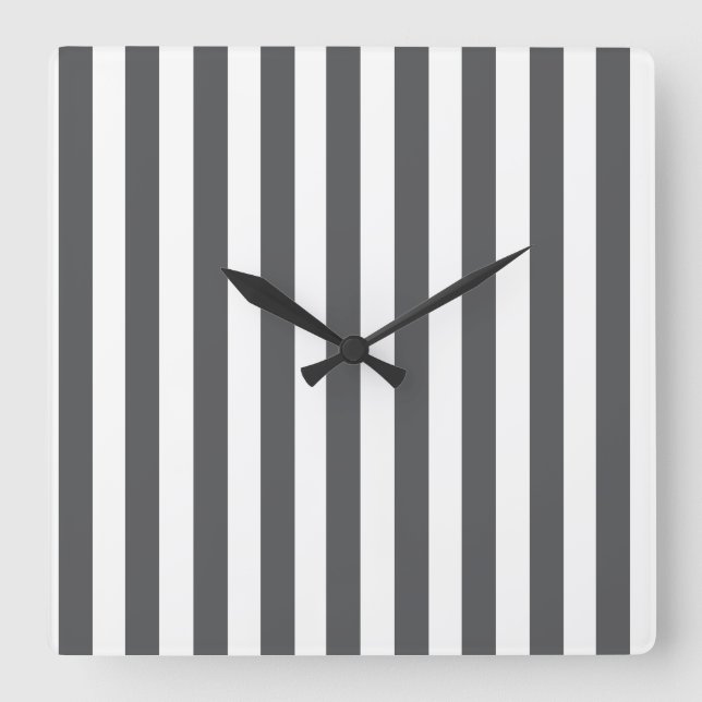Mod Grey Stripes Pattern Square Wall Clock (Front)