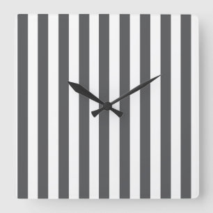 Mod Grey Stripes Pattern Square Wall Clock