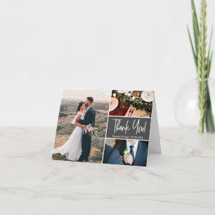 Mod Grey Wedding Custom Photos Handlettering Thank You Card
