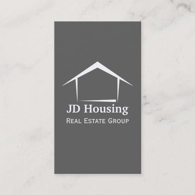 Mod grey white Classy Real estate  businesscards Business Card (Front)