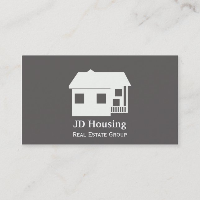 Mod Grey White Classy Real estate  businesscards Business Card (Front)