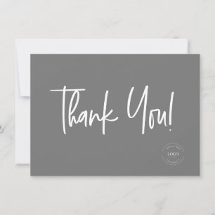 Mod Grey White Company Logo Social Thank You  Card