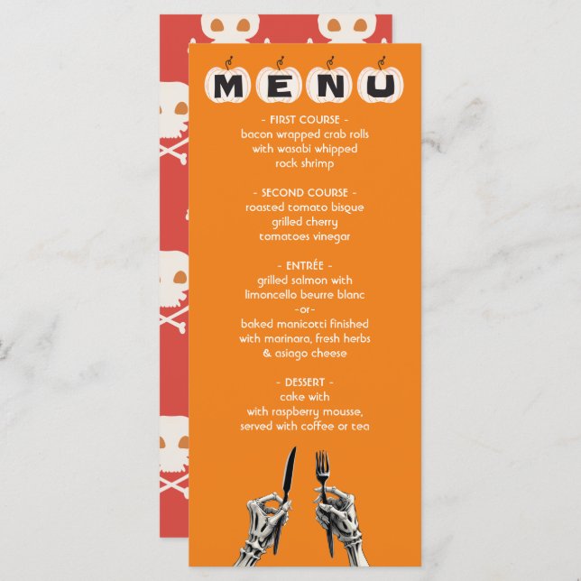 Mod Halloween Wedding Party Menu (Front/Back)