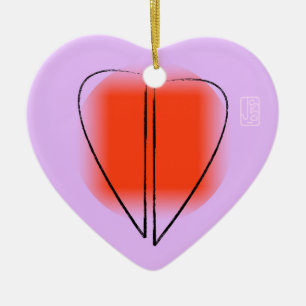 Mod Heart Love Heart-Shaped Ceramic Ornament
