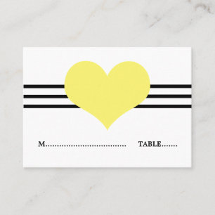 Mod Heart Place Card, Yellow Card
