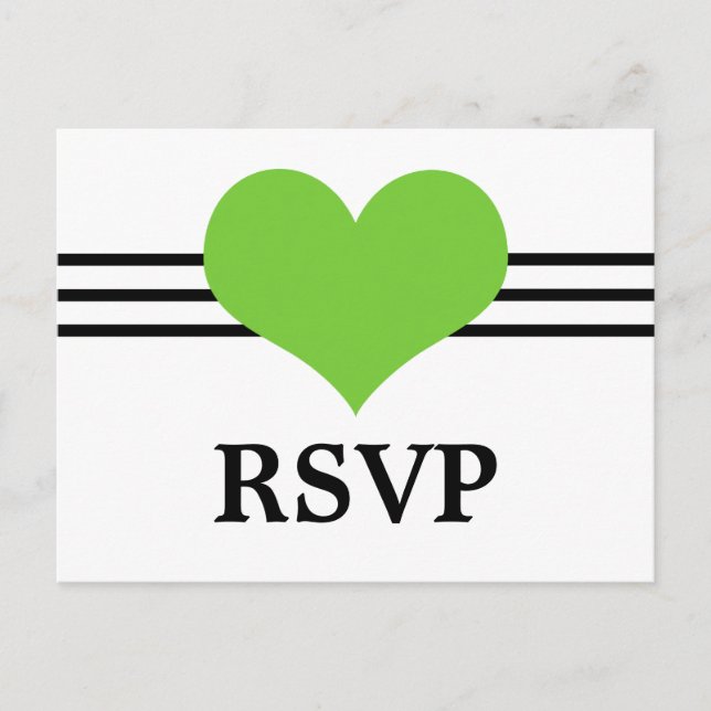 Mod Heart RSVP Postcard, Green Invitation Postcard (Front)