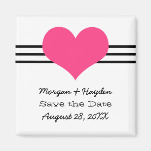 Mod Heart Save the Date Magnet, Pink Magnet