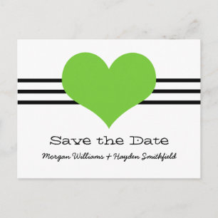 Mod Heart Save the Date Postcard, Green Announcement Postcard