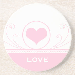 Mod Heart Swirls Coaster, Light Pink Coaster