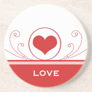 Mod Heart Swirls Coaster, Red Coaster
