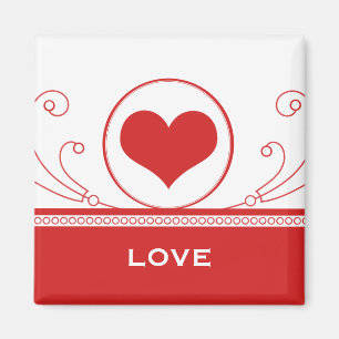 Mod Heart Swirls Magnet, Red  Magnet