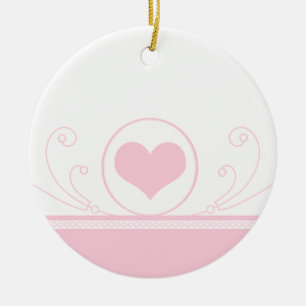 Mod Heart Swirls Valentine Ornament, Light Pink Ceramic Ornament