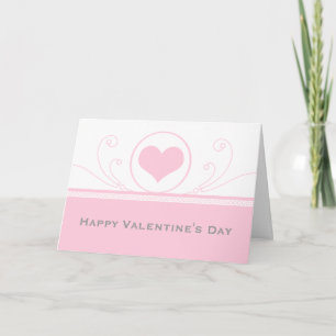 Mod Heart Swirls Valentine's Day Card, Light Pink Holiday Card